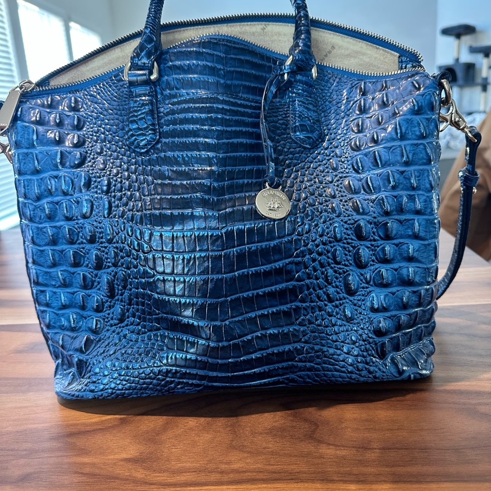 Brahmin Blue Embossed Shoulder Bag